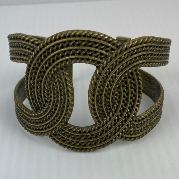 Brass Cuff Bracelet Braided Design - Picture 1 of 5